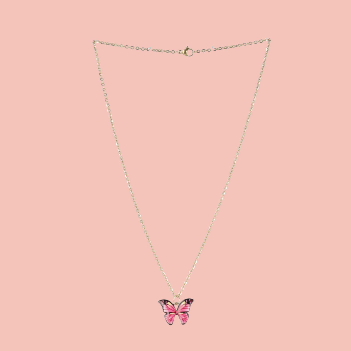 Pink Butterfly Necklace