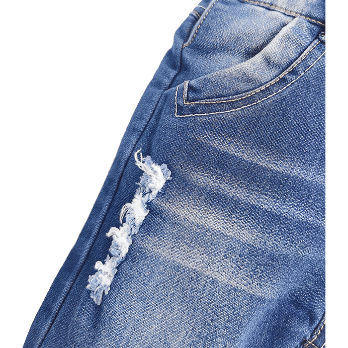 Pure Cotton Ripped 2 Pockets Bibs Jeans Overalls