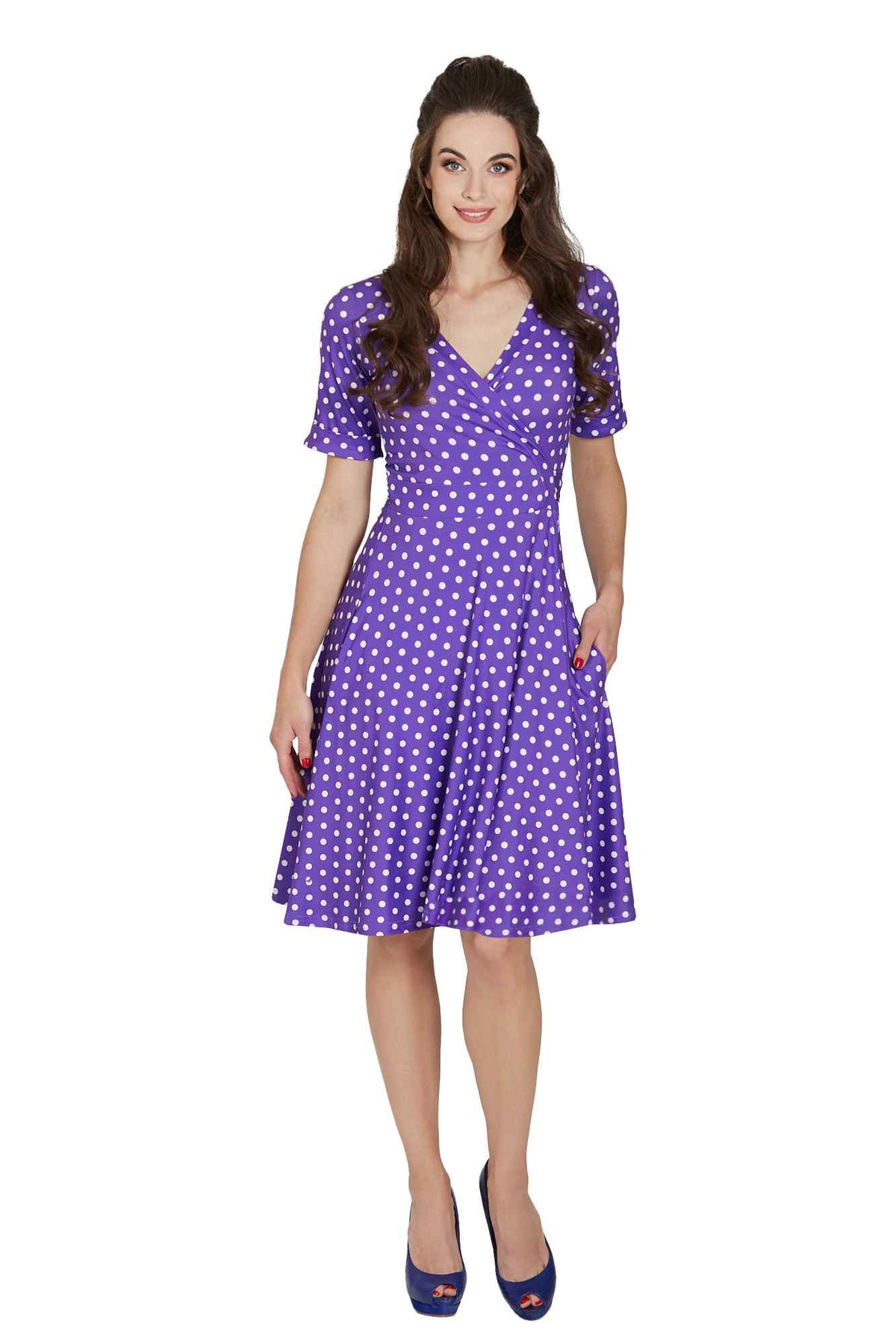 Matilda Purple Polka Dot Wrap Dress