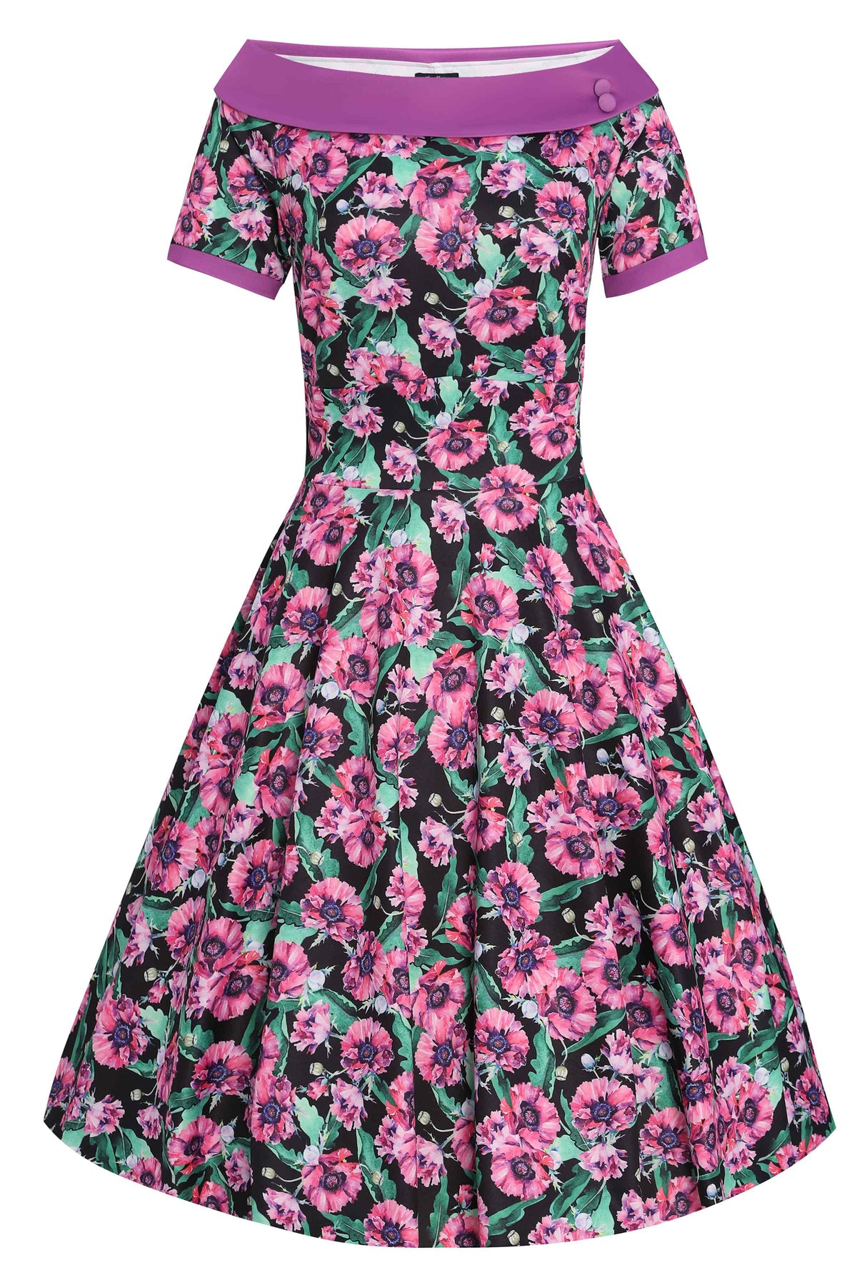 Darlene Purple Poppy Swing Dress