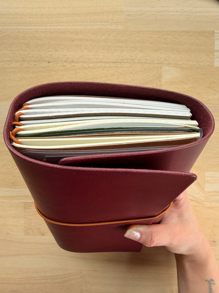 Quixotically Essie A5 Slim Tri-Fold Leather Notebook Cover (TN)