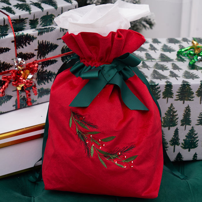 A Red Splendor Velvet Gift Bag.