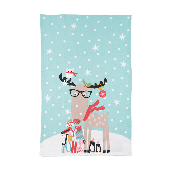 A Reindeer & Friends Printed Kitchen Towel.