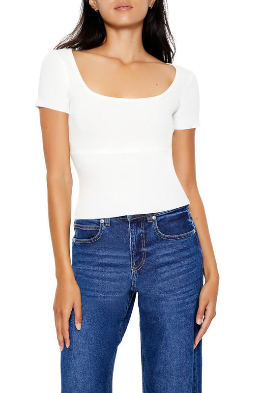 Ribbed Sweater-Knit Tee