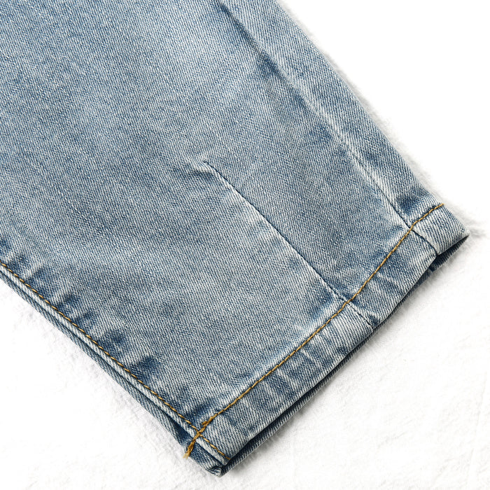 Ripped Denim Elastic Band Jeans