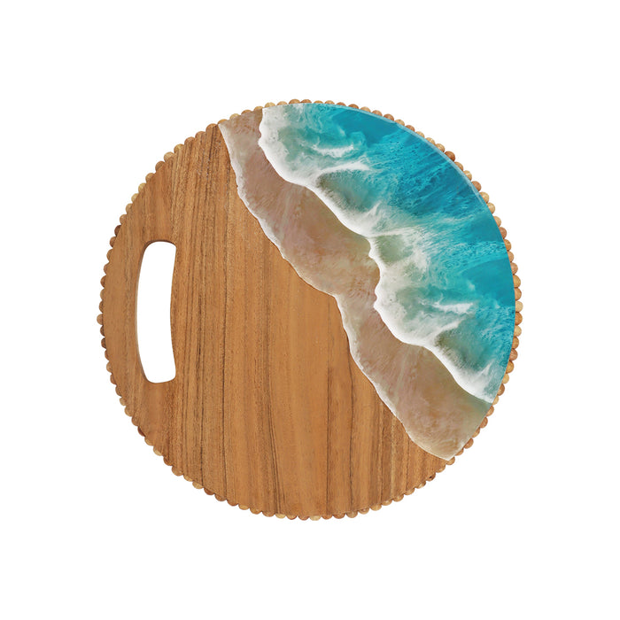 A Round Wave Acacia Wood Server.