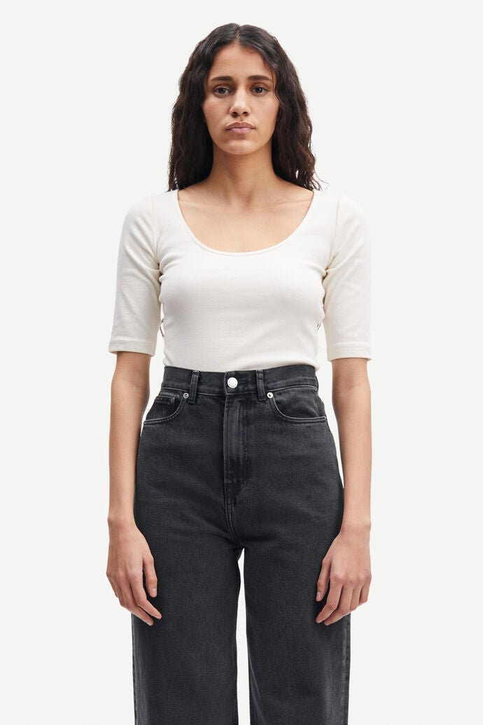 Samsoe Samsoe Femme - Alexa Tee 7542 - Whisper White-Tops-F00012151