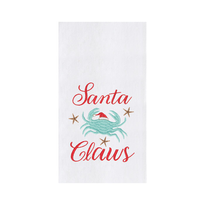 A Santa Claws Flour Sack Kitchen Towel.