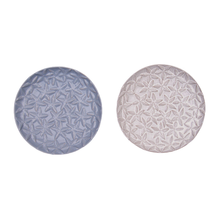 A Sea Star Embossed Plate, Set of 2.