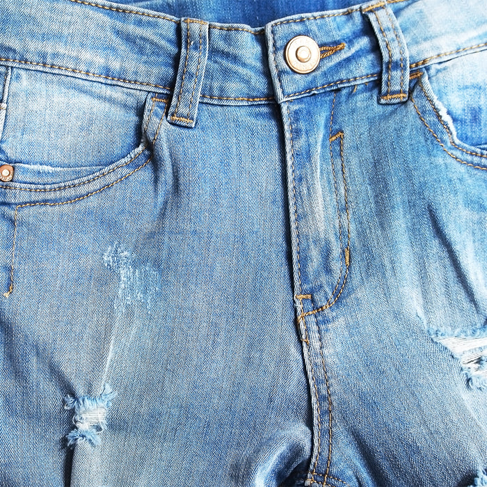 Slim Jeans For Kids Bird Shaped Ripped Holes Elastic Band Inside