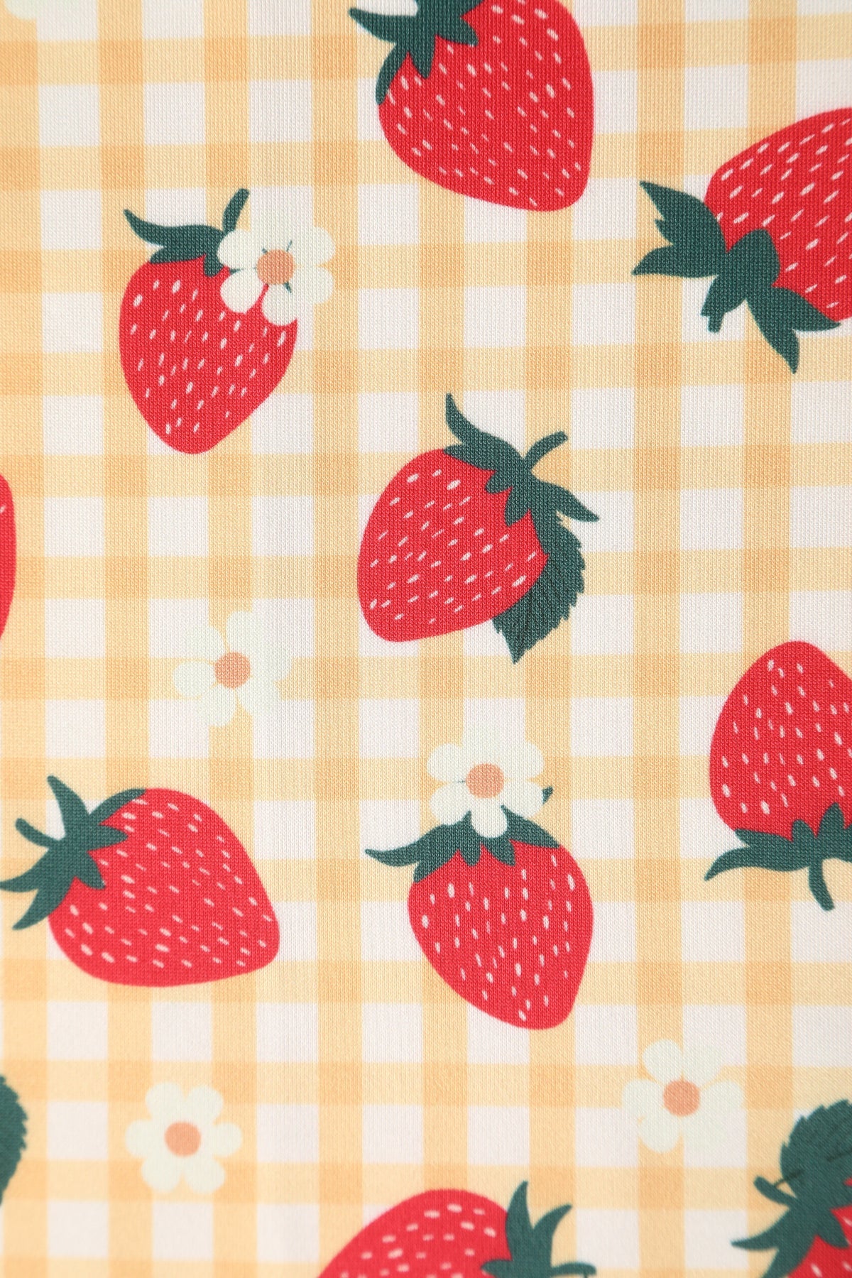Amanda Strawberry Yellow Gingham Flared Dress