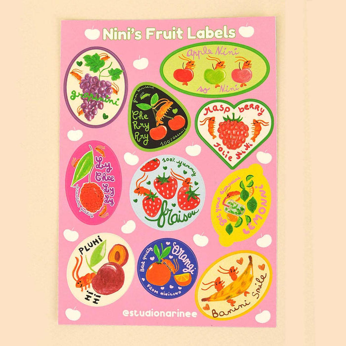 Studio Narine - Fruit Labels– A6 Sticker Sheet