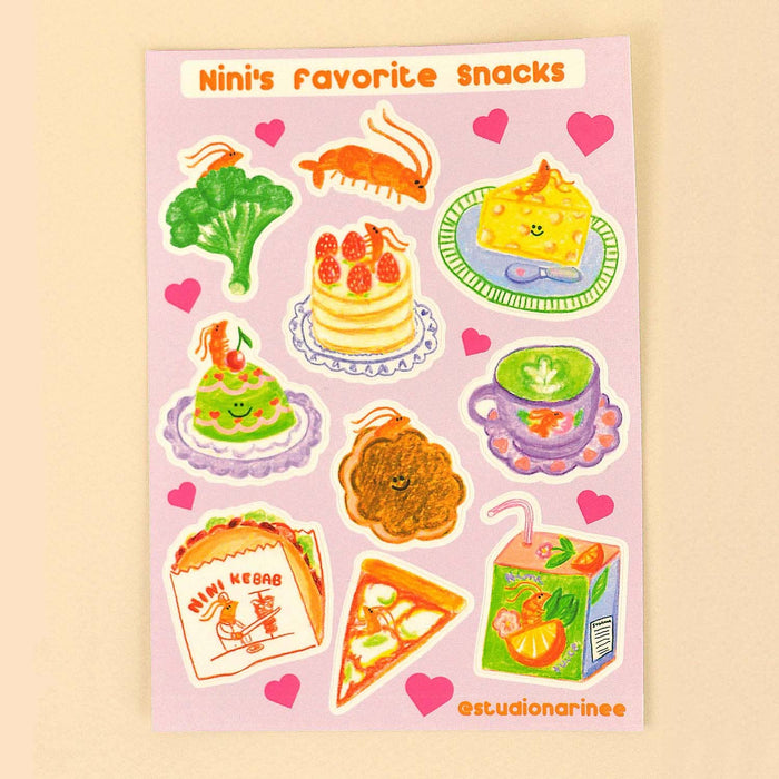 Studio Narine - Nini's Favorite Snacks– A6 Sticker Sheet