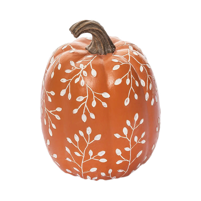 A Tall Orange Leaf Pumpkin Figurine.