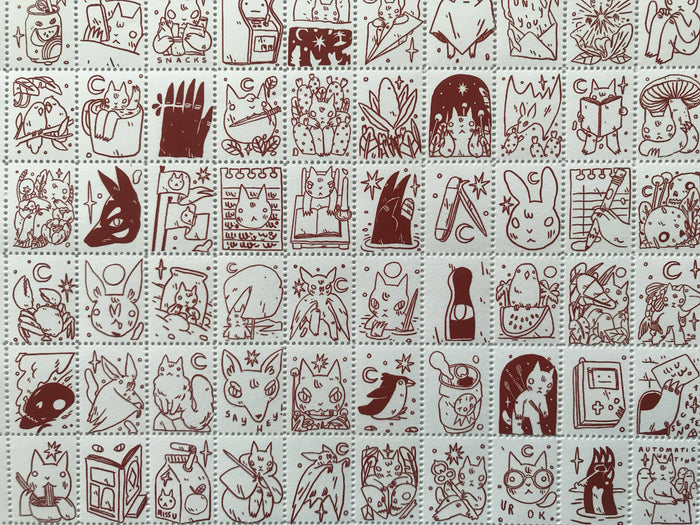 The Portland Stamp Company - Creatures by Deth P. Sun - Lick & Stick Stamps