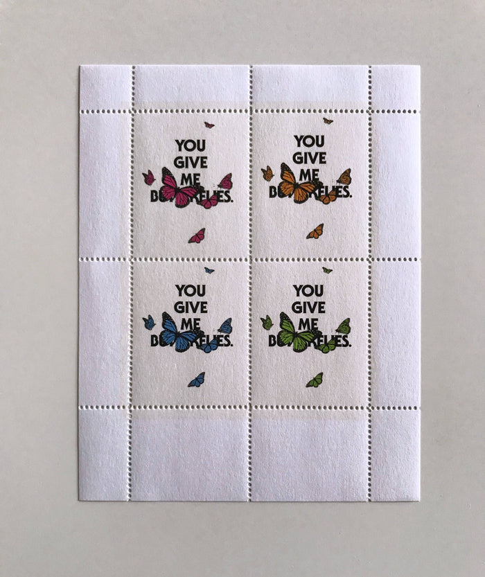 The Portland Stamp Company - You Give Me Butterflies - Lick & Stick Valentine Stamps