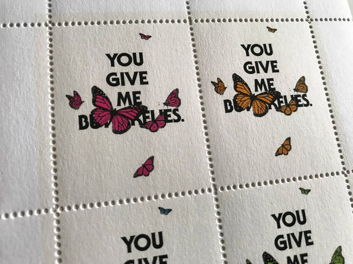 The Portland Stamp Company - You Give Me Butterflies - Lick & Stick Valentine Stamps