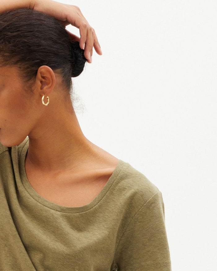 Thinking Mu - Kaki Hemp Regina T-shirt-Tops-WTS00284