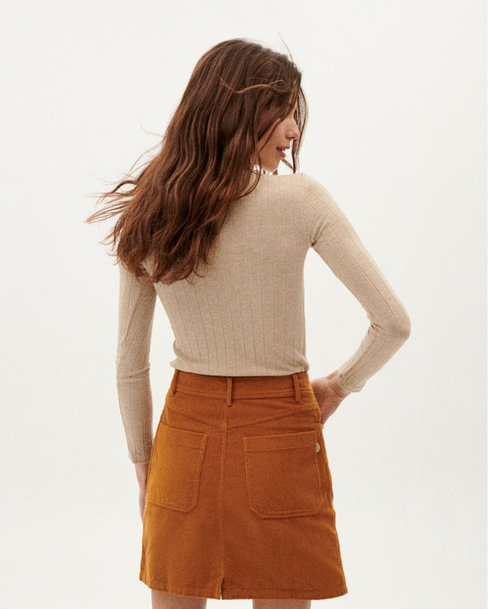 Thinking Mu - Taupe Trash Ellen LS Top - Eco-responsable-Tops-WPT00108
