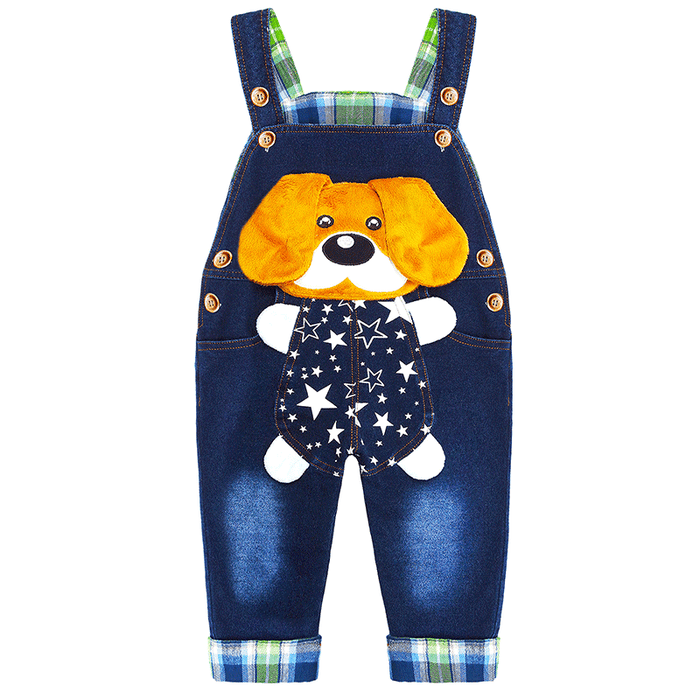 Toddler Cartoon Dog Overalls Green T-shirt Set