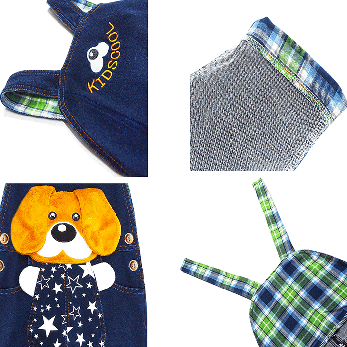Toddler Cartoon Dog Overalls Green T-shirt Set