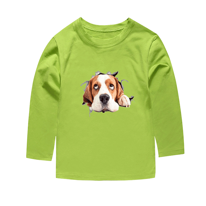 Toddler Cartoon Dog Overalls Green T-shirt Set