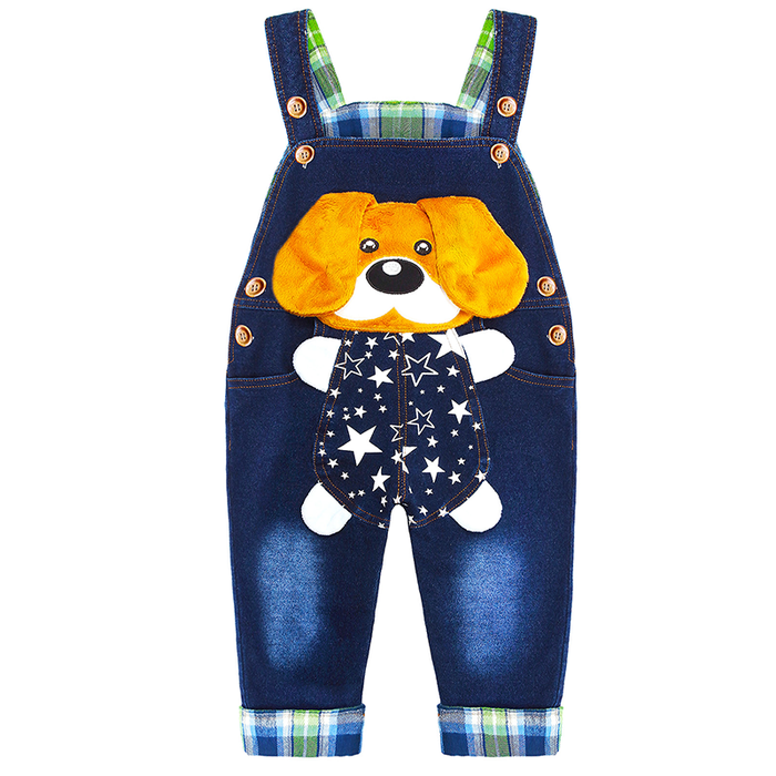 Baby Cotton Cartoon Dog Soft Knitted Jeans Overalls