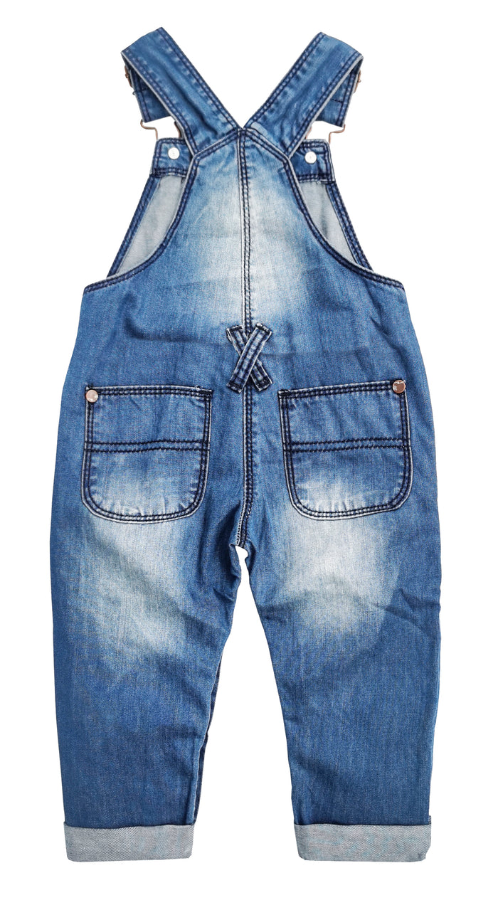Toddler Embroidery Girls Denim Overalls