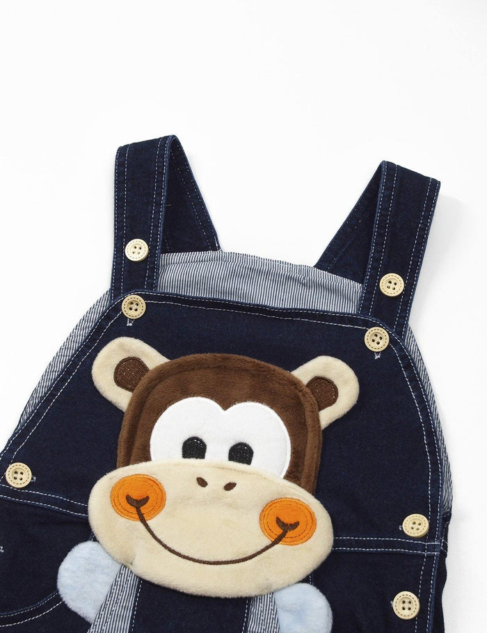 Kidscool Space Baby Cotton 3D Cartoon Monkey Soft Knitted Jeans Overalls - Kidscool Space