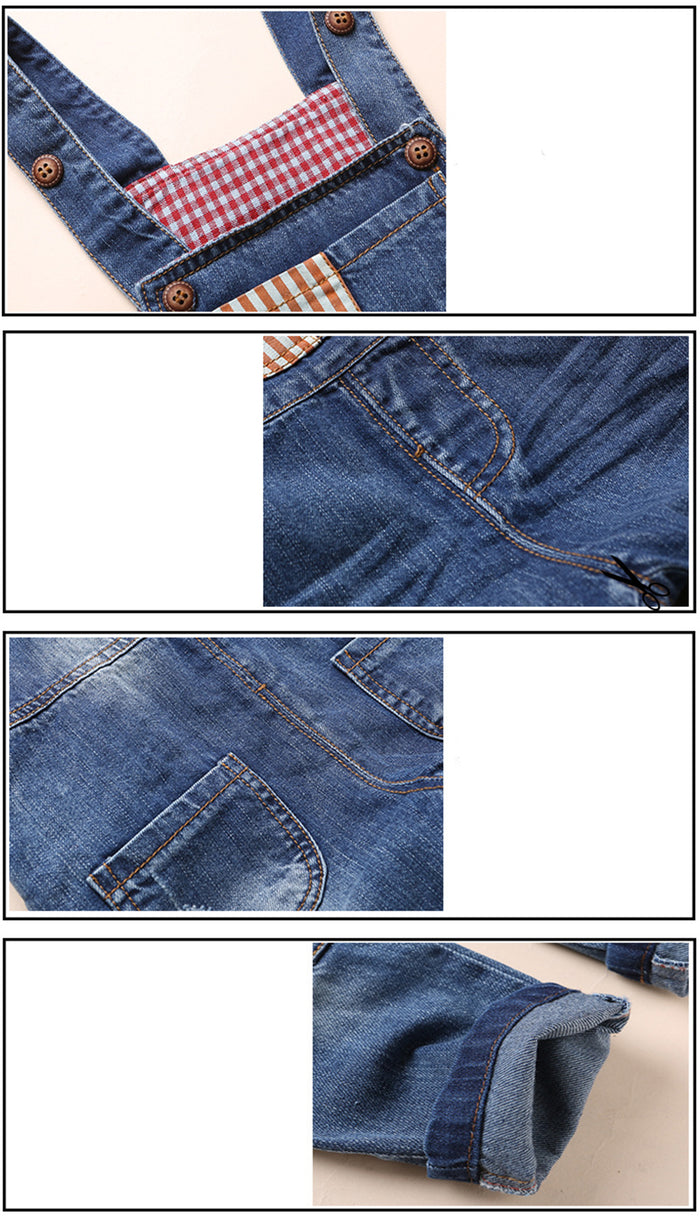 Toddler Patched Style Soft Denim Overalls