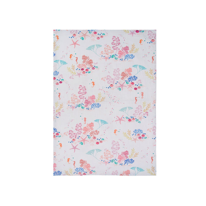 A underwater white screen printed towel.