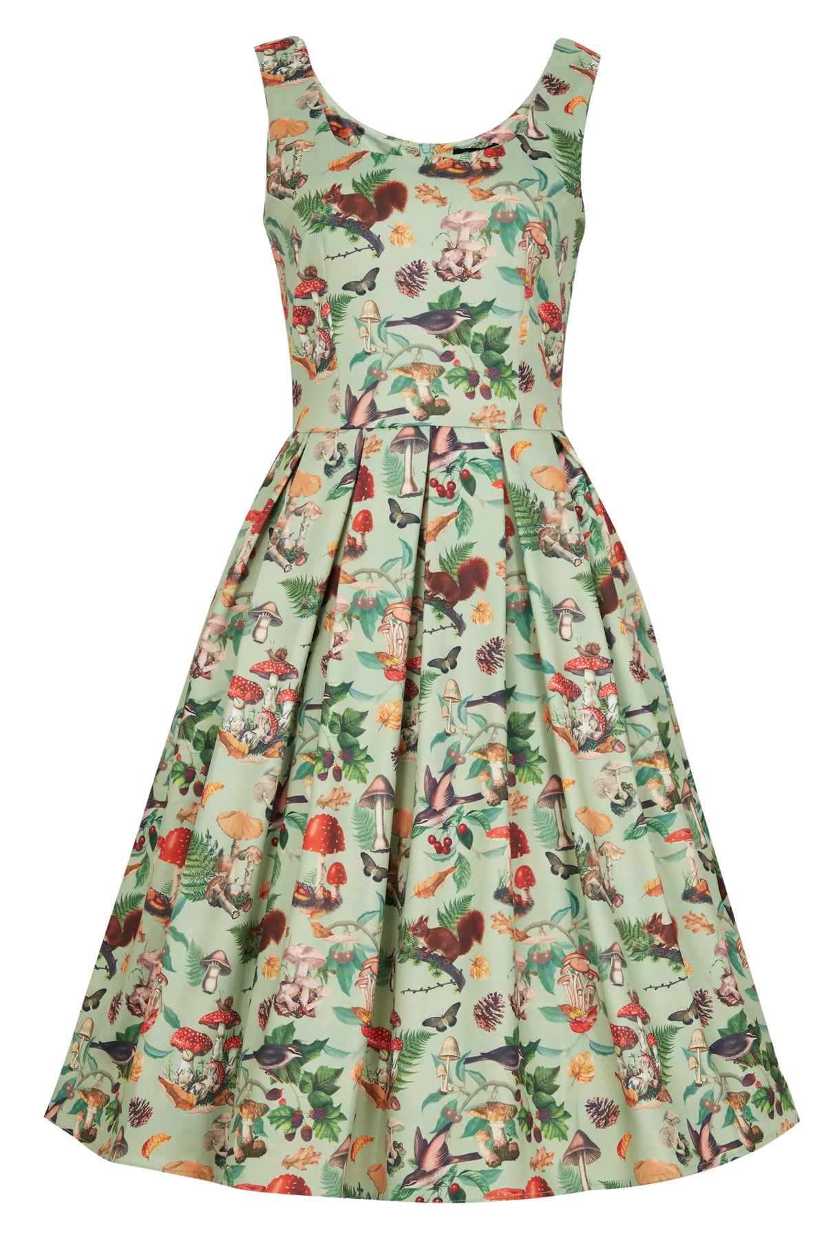 Amanda Woodland Flared Dress In Tea Green