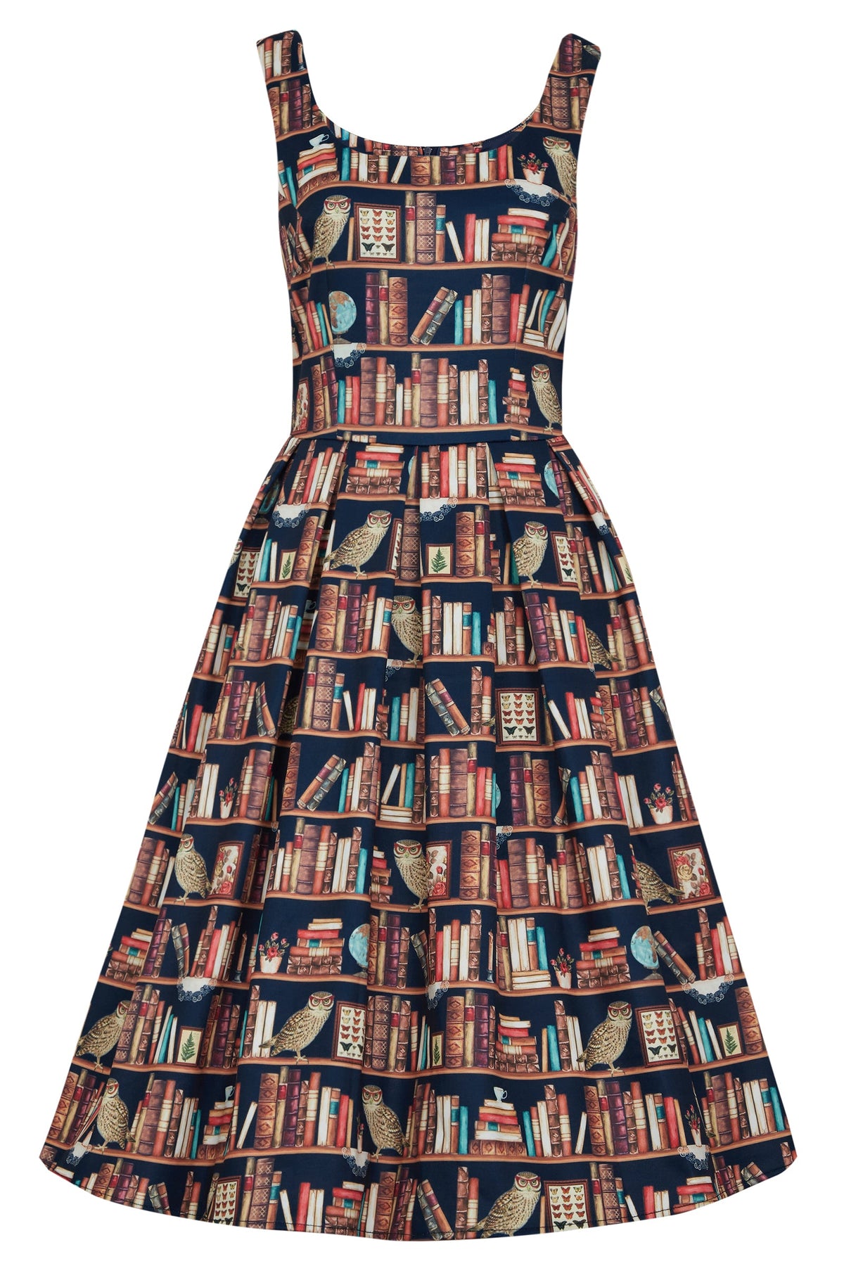 Amanda Library Book & Owl Print Swing Dress