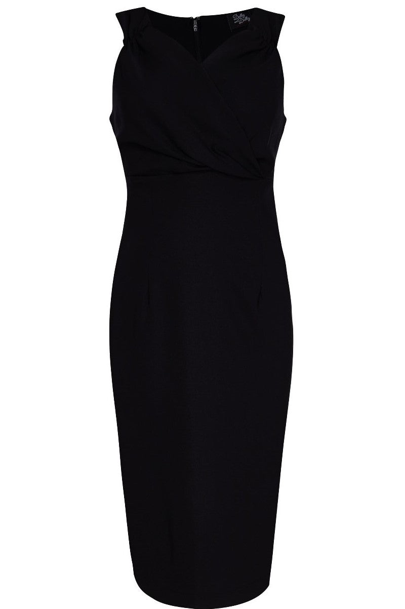 Cheryl Fitted Plain Vintage Dress in Black