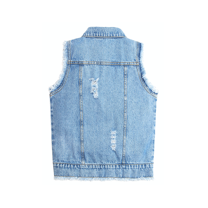 Washed Ripped Jean Vest Jacket Denim Vest Tops