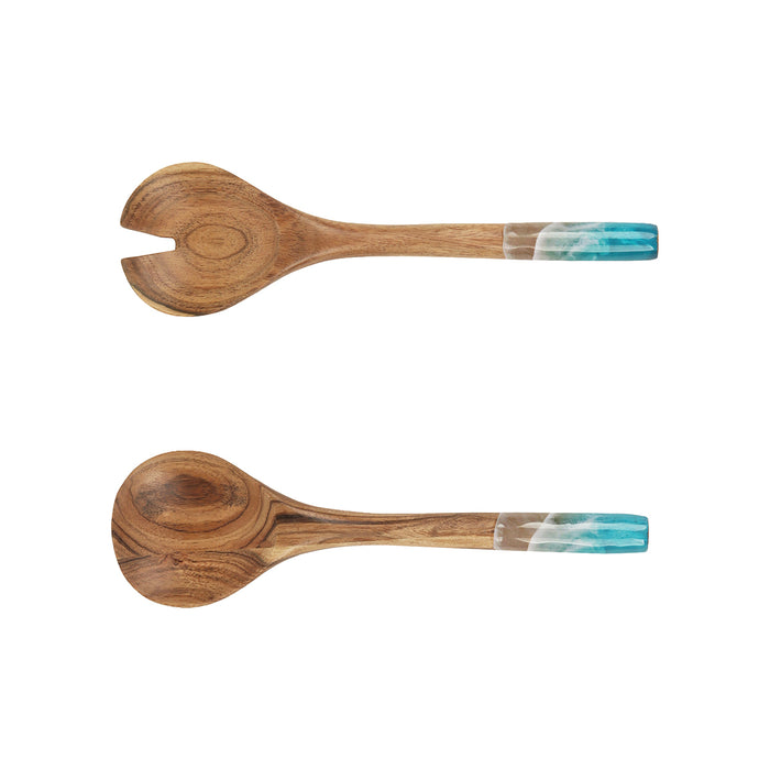 A Wave Acacia Wood Salad Servers.