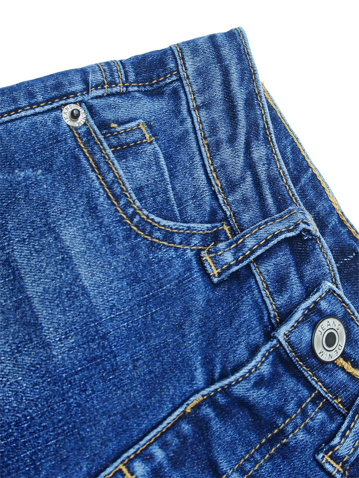 Wearproof Baby Girl Boy Elastic Band Ripped Denim Jeans Pants