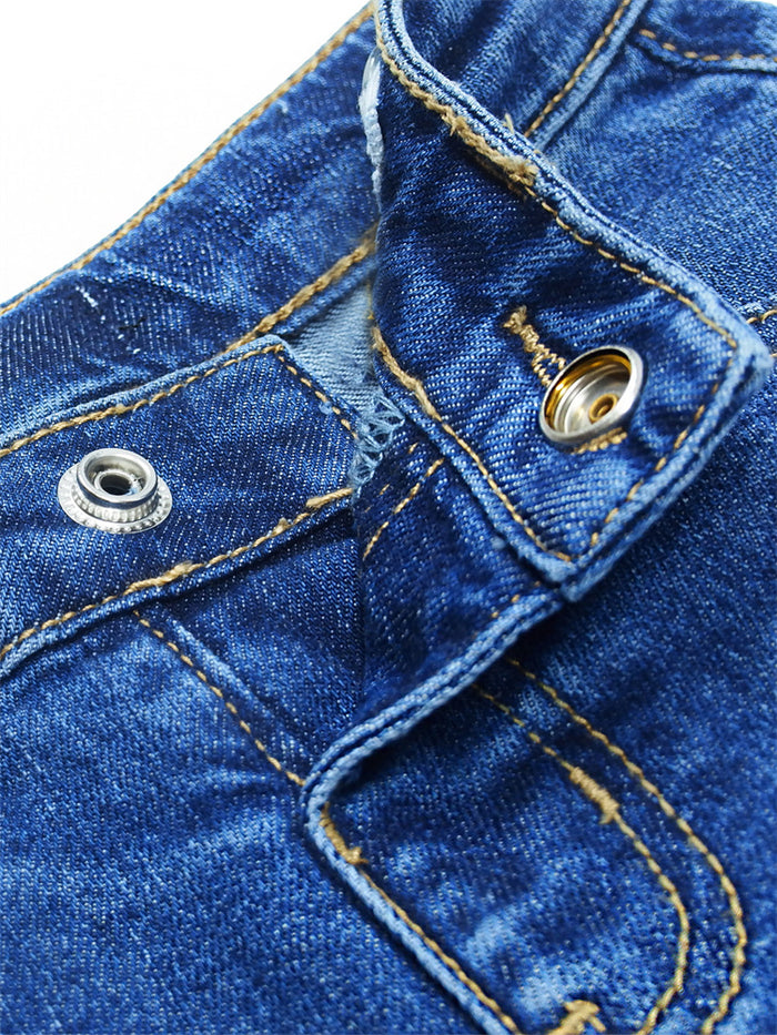 Wearproof Baby Girl Boy Elastic Band Ripped Denim Jeans Pants