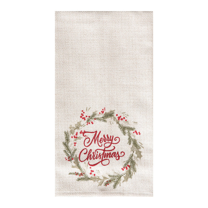 A Winter Wreath Printed Kitchen Towel.