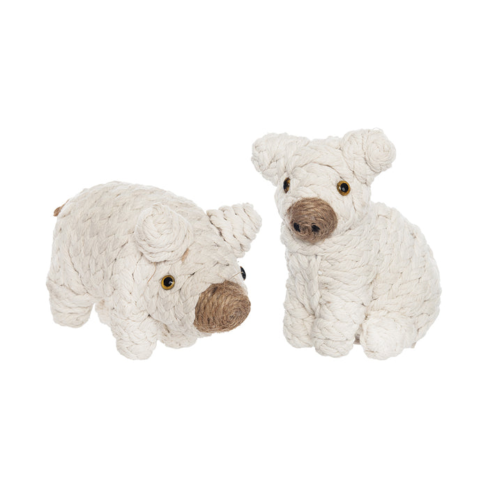A Woven Spring Pigs Figurine, Set of 2.